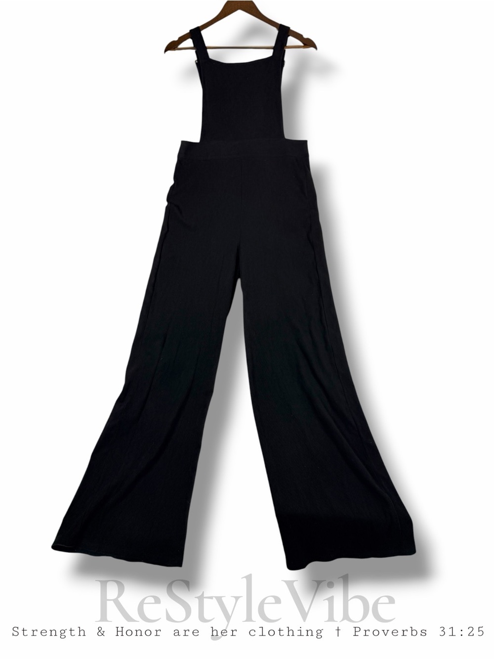 BEBOP Women’s Size L Bib Overalls Romper Ribbed Stretch Wide Leg Fitted Style